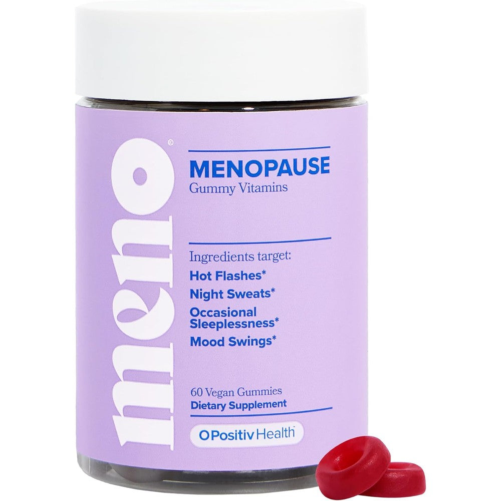 O Positiv MENO Gummies for Menopause bottle front view showing the clean hormone free label design.