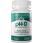 pH-D Feminine Health Boric Acid Suppositories front view 12 count bottle for odor control