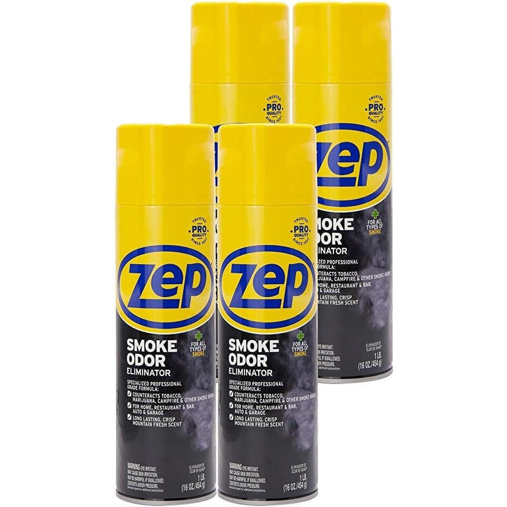 Zep Smoke Odor Eliminator Aerosol front view for smoke neutralization.