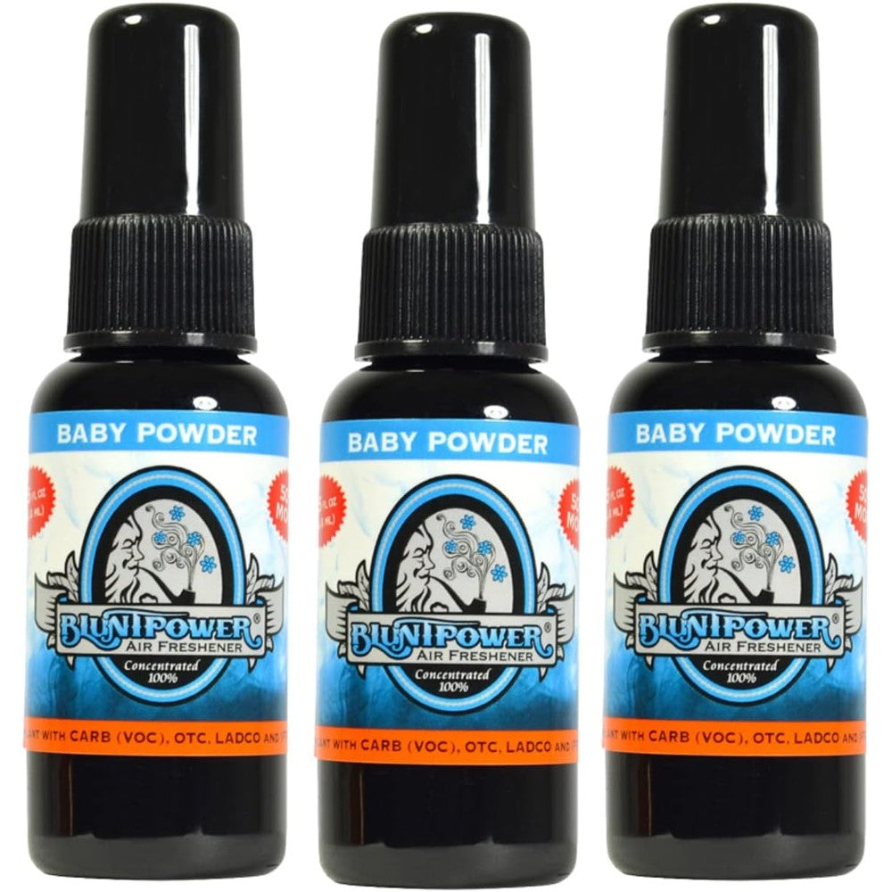 BluntPower Baby Powder Concentrated Air Freshener 3 Pack front view