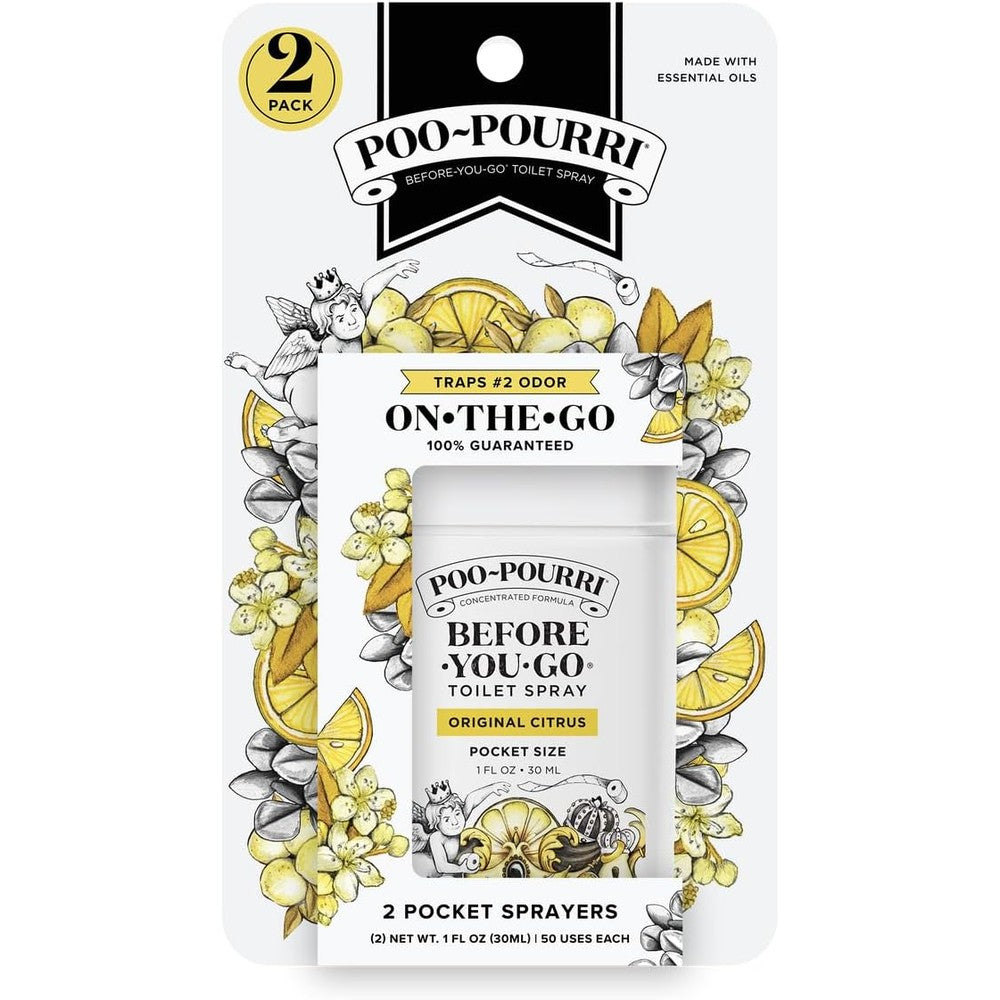Poo-Pourri Original Citrus pocket toilet spray pack front view for travel odor control