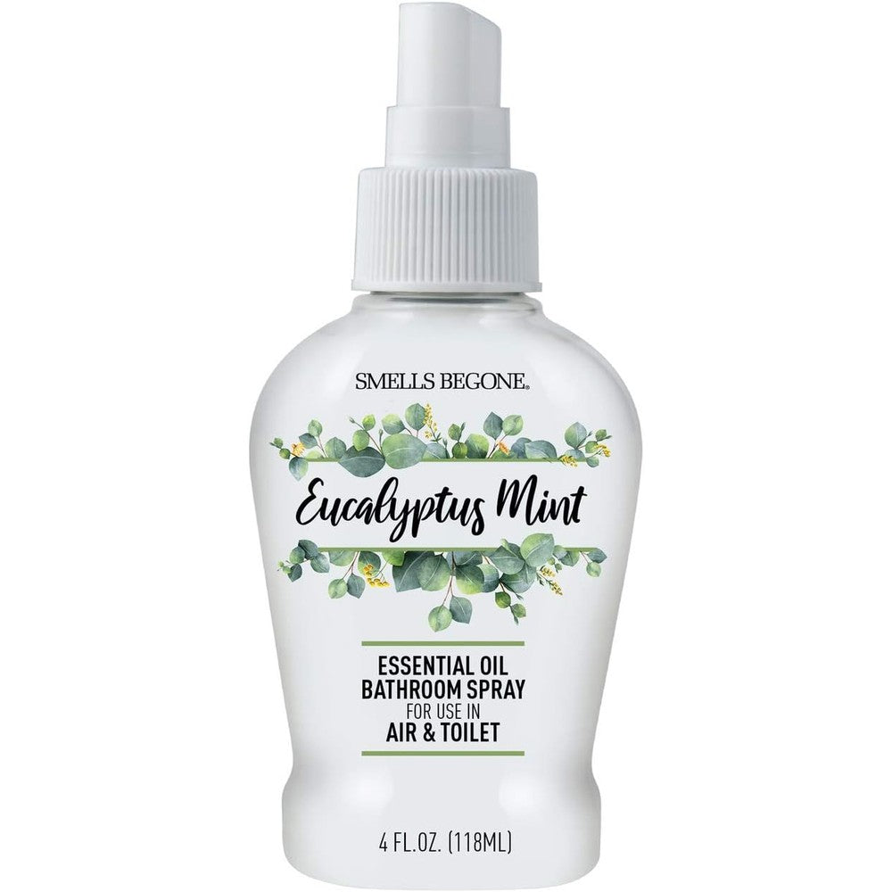 Smells Begone Essential Oil Bathroom Spray front view eucalyptus mint scent
