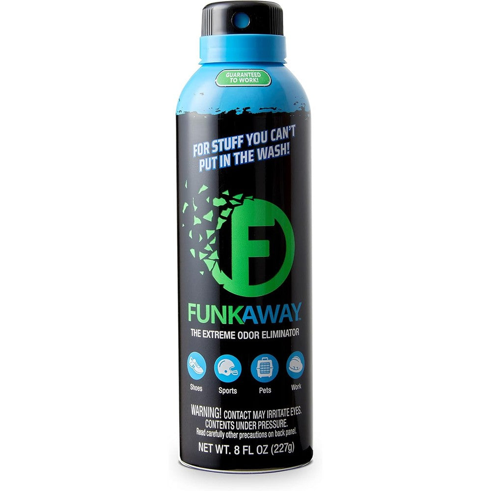 FunkAway Extreme Odor Eliminator Aerosol Spray 8 Ounce front view for shoe deodorizing.