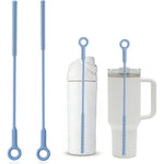 Raymeefa silicone straw cleaner brush set in blue showing the front view of two cleaning tools.