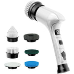 KELAWE electric spin scrubber front view featuring white handheld cordless body and digital LED battery percentage display screen