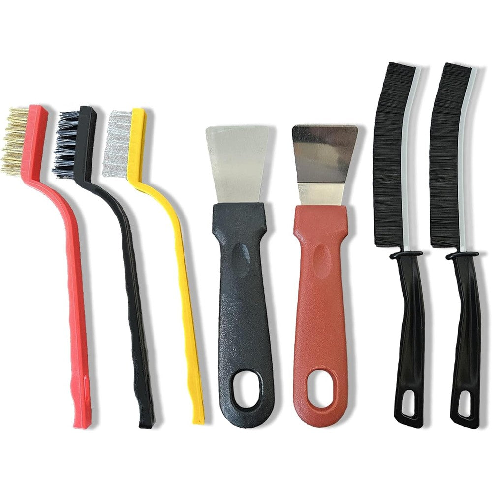 CLJAQZW multi purpose crevice cleaning brush tool set front view showing seven pieces
