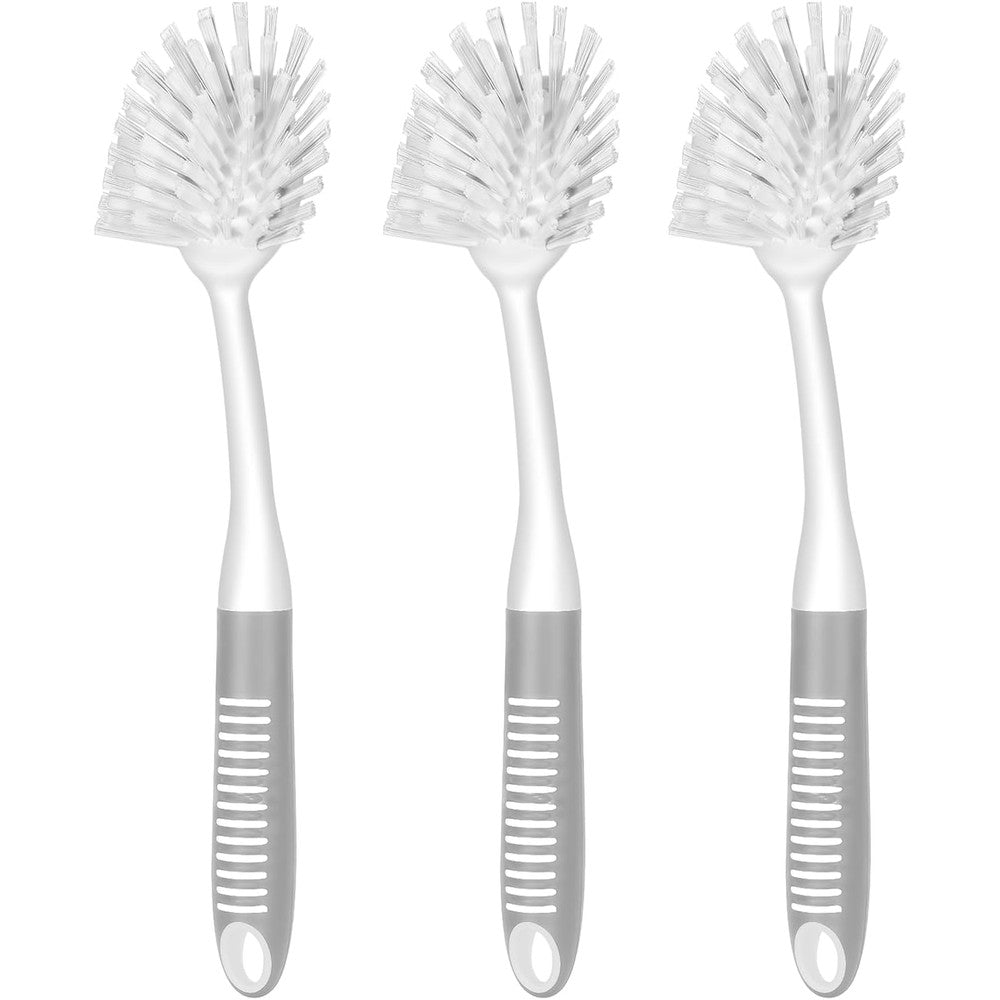 SetSail dish brush with handle front view showing stiff bristles and scraper tip