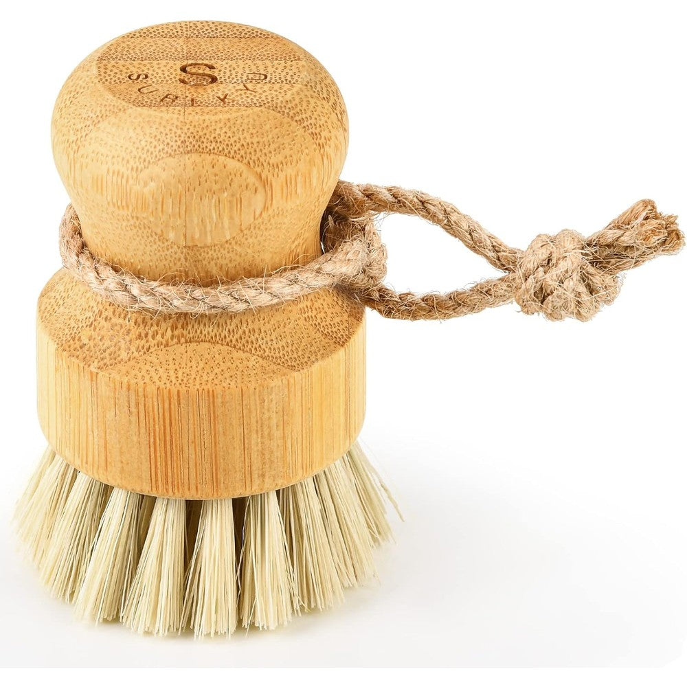 SUBEKYU bamboo dish scrub brush front view eco friendly kitchen cleaning scrubber