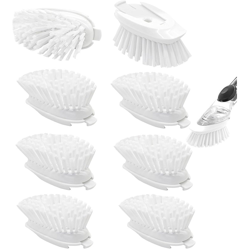Shadowgallery dish brush replacement heads front view showing durable white nylon bristles