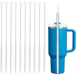 Beonsky straw cleaner brush pack front view showcasing ten extra long stainless steel cleaning tools for tumblers.