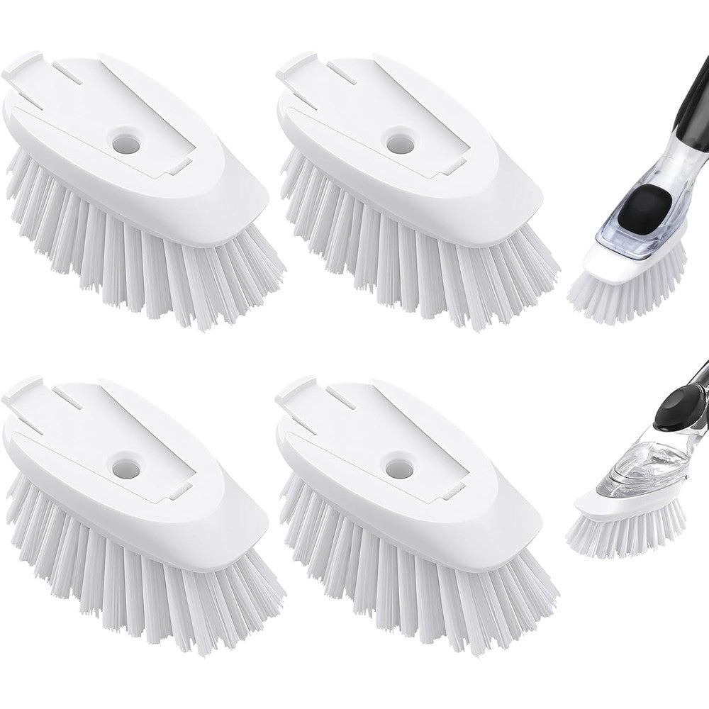 ELFIN dish brush refills 4 pack front view showcasing durable white nylon bristles