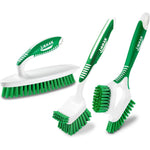 Libman Commercial Heavy Duty Scrub Brush Kit front view showing the three piece green and white premium household cleaning tools.