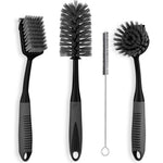 Trazon kitchen dish brush set of 4 front view showing the full black cleaning kit.