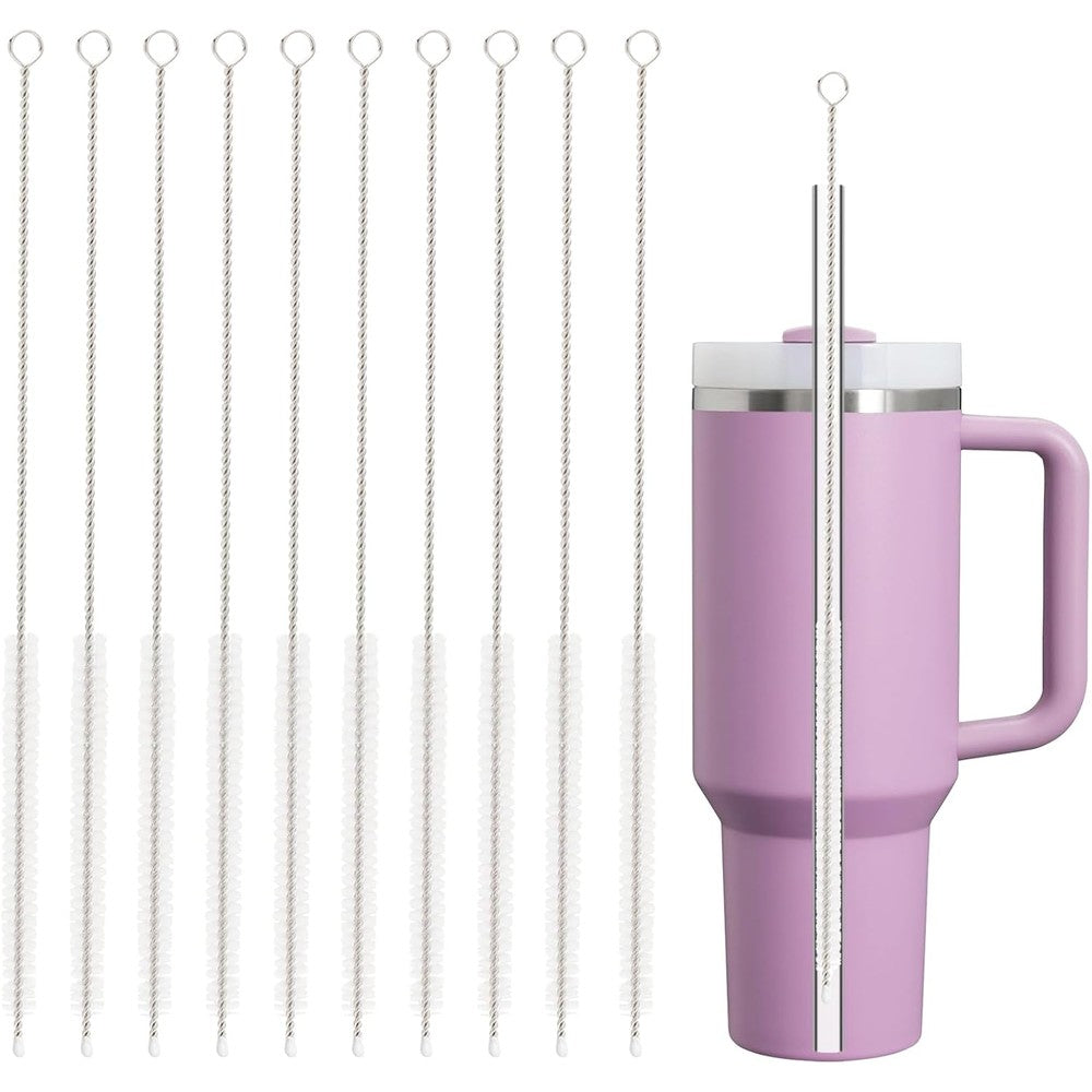 YOUCOX straw cleaner brush 10 pack front view showcasing extra long stainless steel wire design.