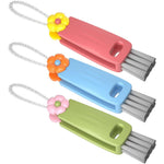 Nodirz 3 in 1 cup lid gap cleaning brush set front view showing multicolor handles