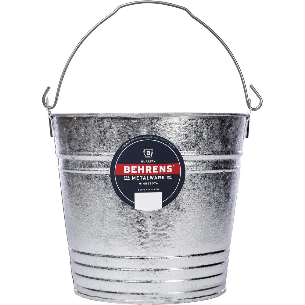 Behrens 1214 Hot-Dipped Galvanized Steel Utility Pail front view durable metal bucket
