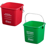 Noble Products red and green 3 quart square pails front view for food safety.
