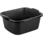 Sterilite black plastic wash tub front view for kitchen sink use.