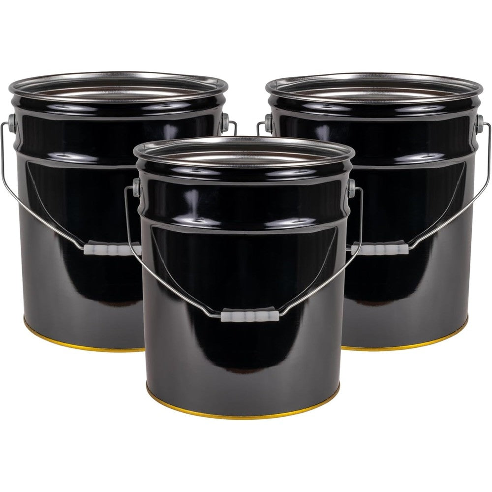 ATERET 5 Gallon Black Metal Bucket front view heavy duty steel pail