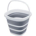 Goderewild Collapsible Bucket 10L grey square front view space saving cleaning tool.