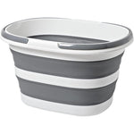 Goderewild large collapsible bucket front view showing expanded grey and white rectangular body for home cleaning.