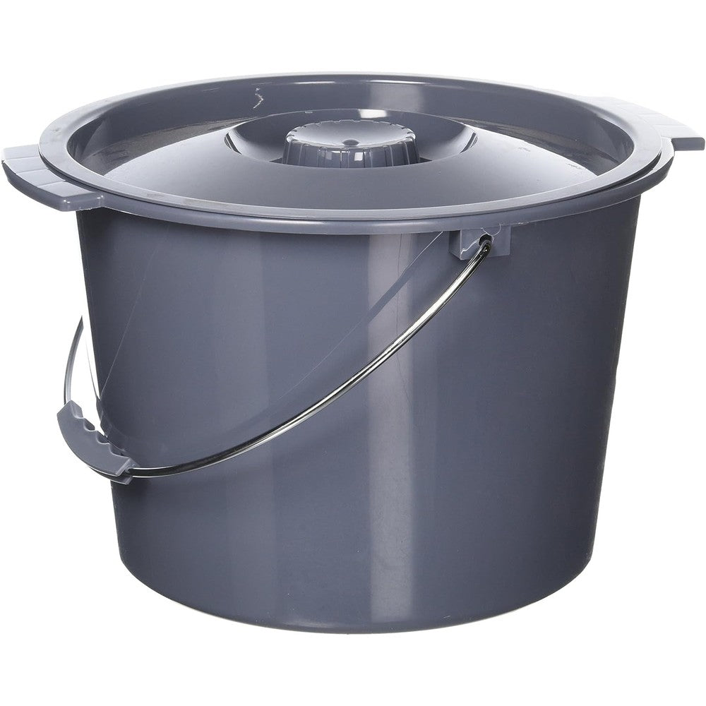 Medline commode bucket with lid and handle front view replacement medical pail