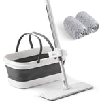 Oshang flat mop and collapsible bucket OG7 set front view for floor cleaning.