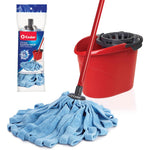 O-Cedar Microfiber Cloth Mop and QuickWring Bucket front view for floor cleaning.