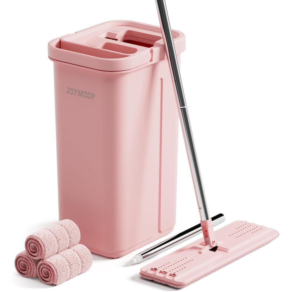 JOYMOOP Pink Mop and Bucket set with hands free wringer system.