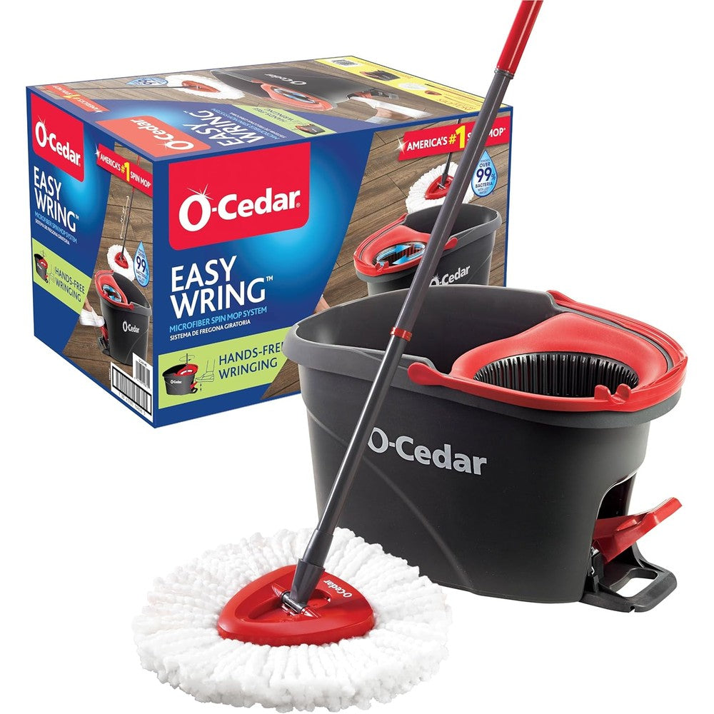 O-Cedar EasyWring Spin Mop and Bucket front view for professional floor cleaning.