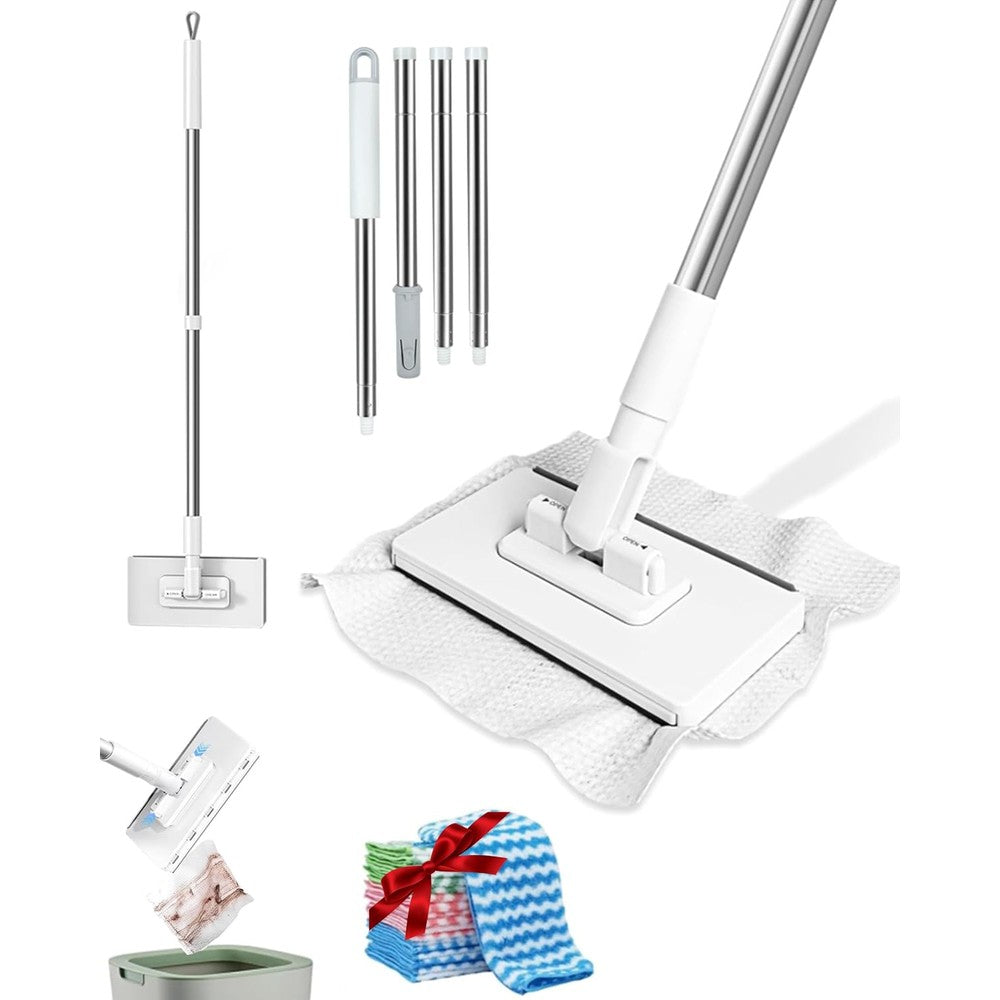 Snap Grip Automatic Convenient Cloth Changing Mini Mop front view showing the locking head mechanism