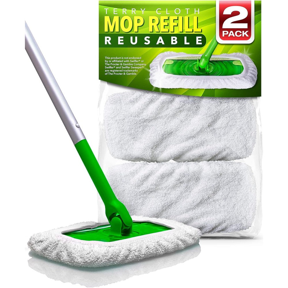 VanDuck reusable cotton mop pads 2 pack front view on standard sweeper
