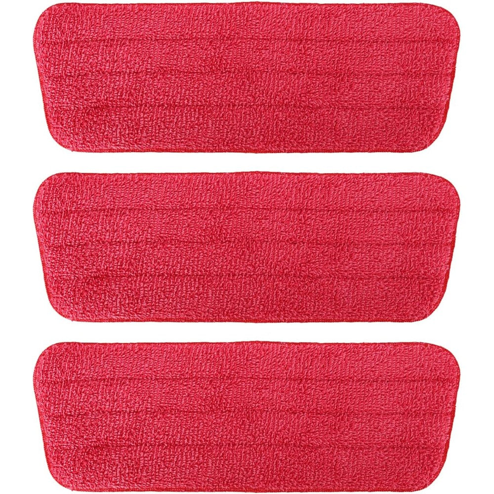 TreeLen microfiber mop pads front view showing three red replacement heads for floor cleaning.
