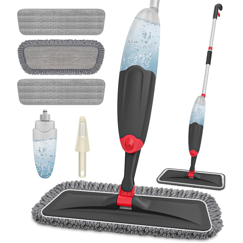 HOMTOYOU microfiber hardwood floor spray mop front view for efficient home floor cleaning
