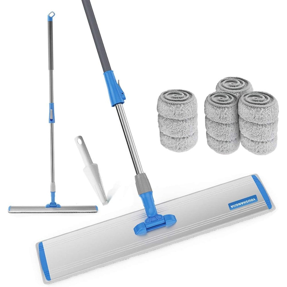 YOUSHANGJIA microfiber heavy duty flat floor mop front view showing twenty four inch aluminum head