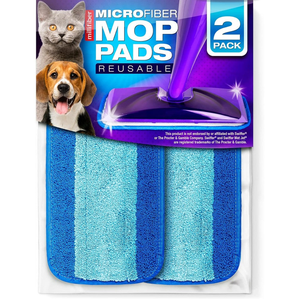 Millifiber reusable mop pads compatible with Swiffer WetJet front view displaying the thick microfiber texture.