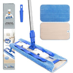 MR.SIGA professional microfiber floor mop front view showing stainless steel telescopic handle