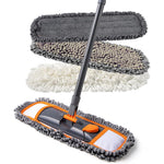 CLEANHOME multifunction floor cleaning dust mop front view showing orange flat head and extendable handle