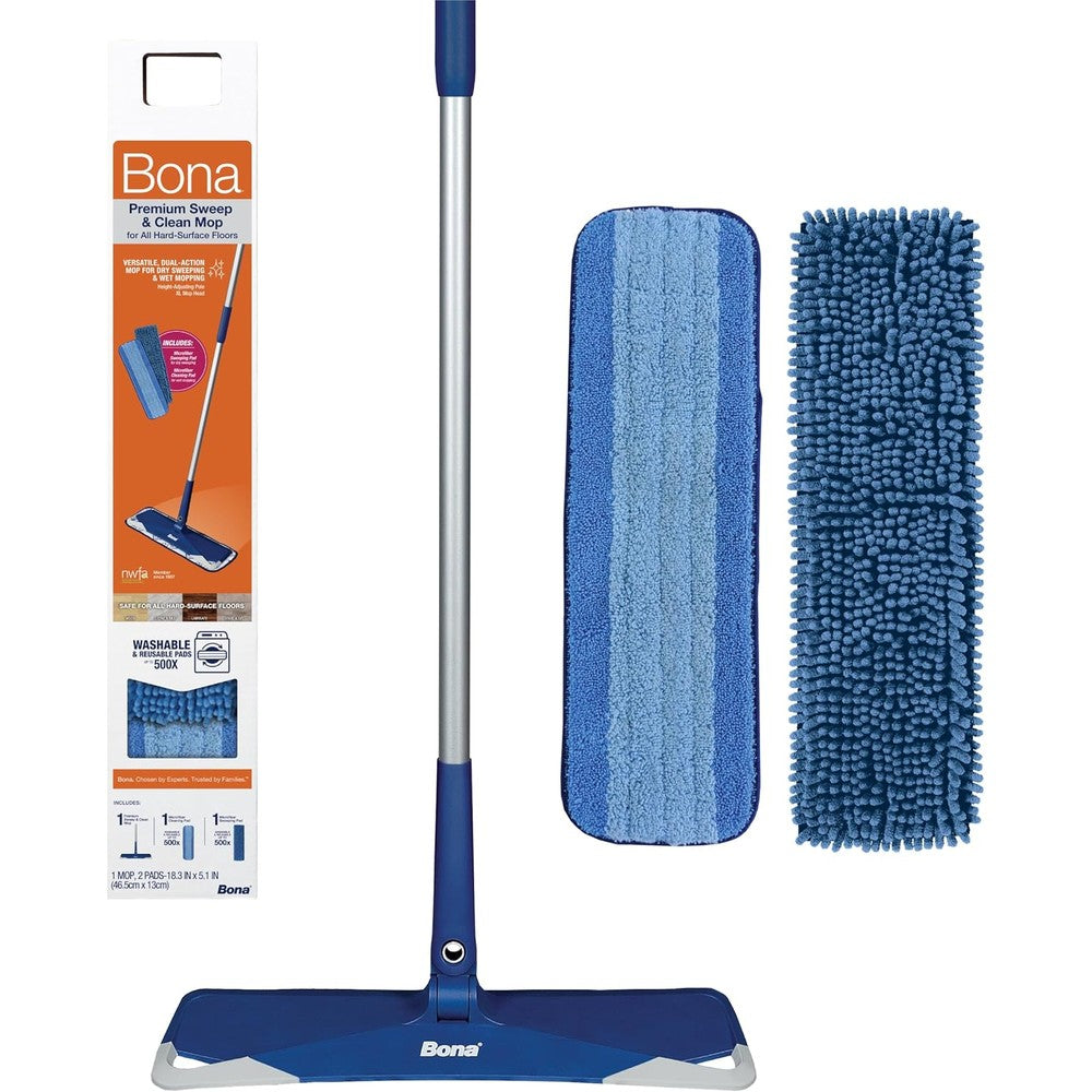 Bona Premium Sweep and Clean Mop front view with microfiber head.