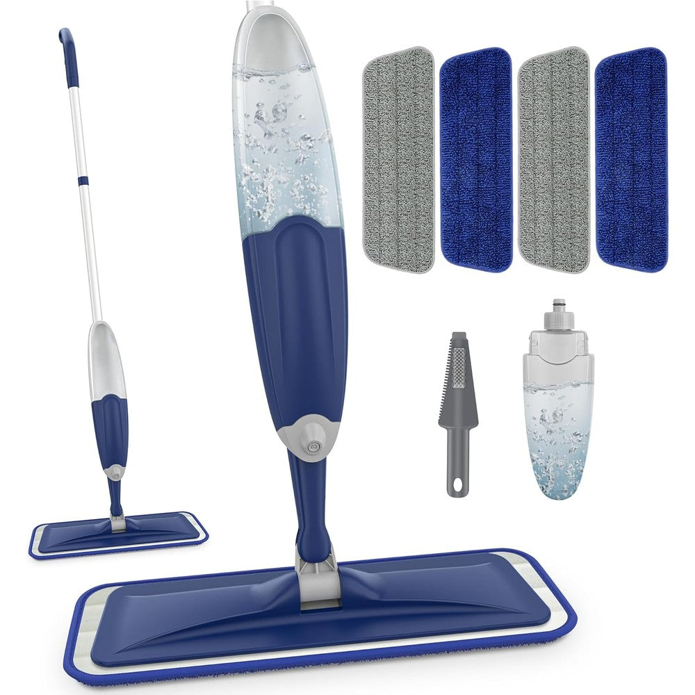 TINA And TONY blue microfiber spray mop front view for premium home floor cleaning