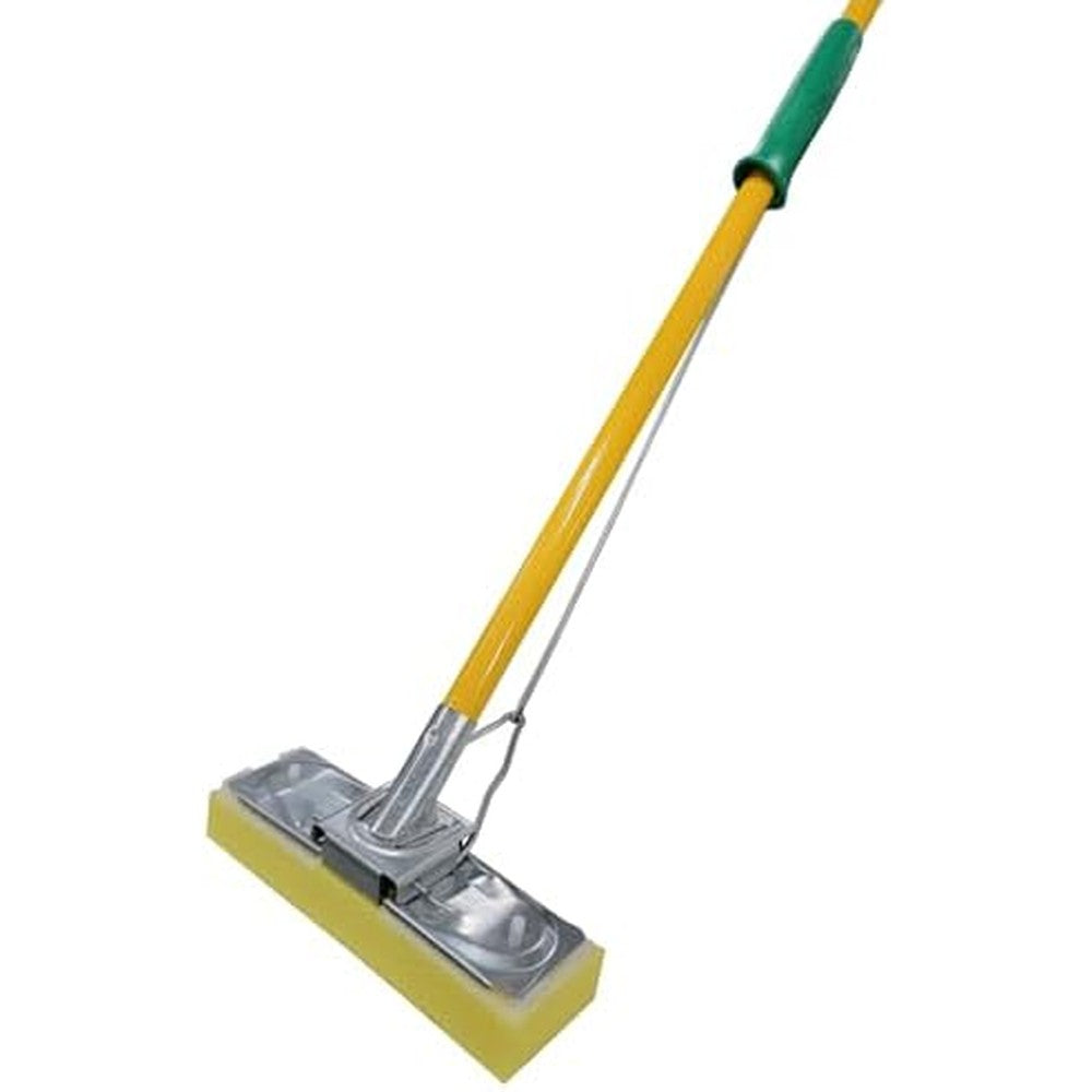 HOMEMAID 9 Inch Butterfly Sponge Mop front view standing upright showing the yellow foam head.
