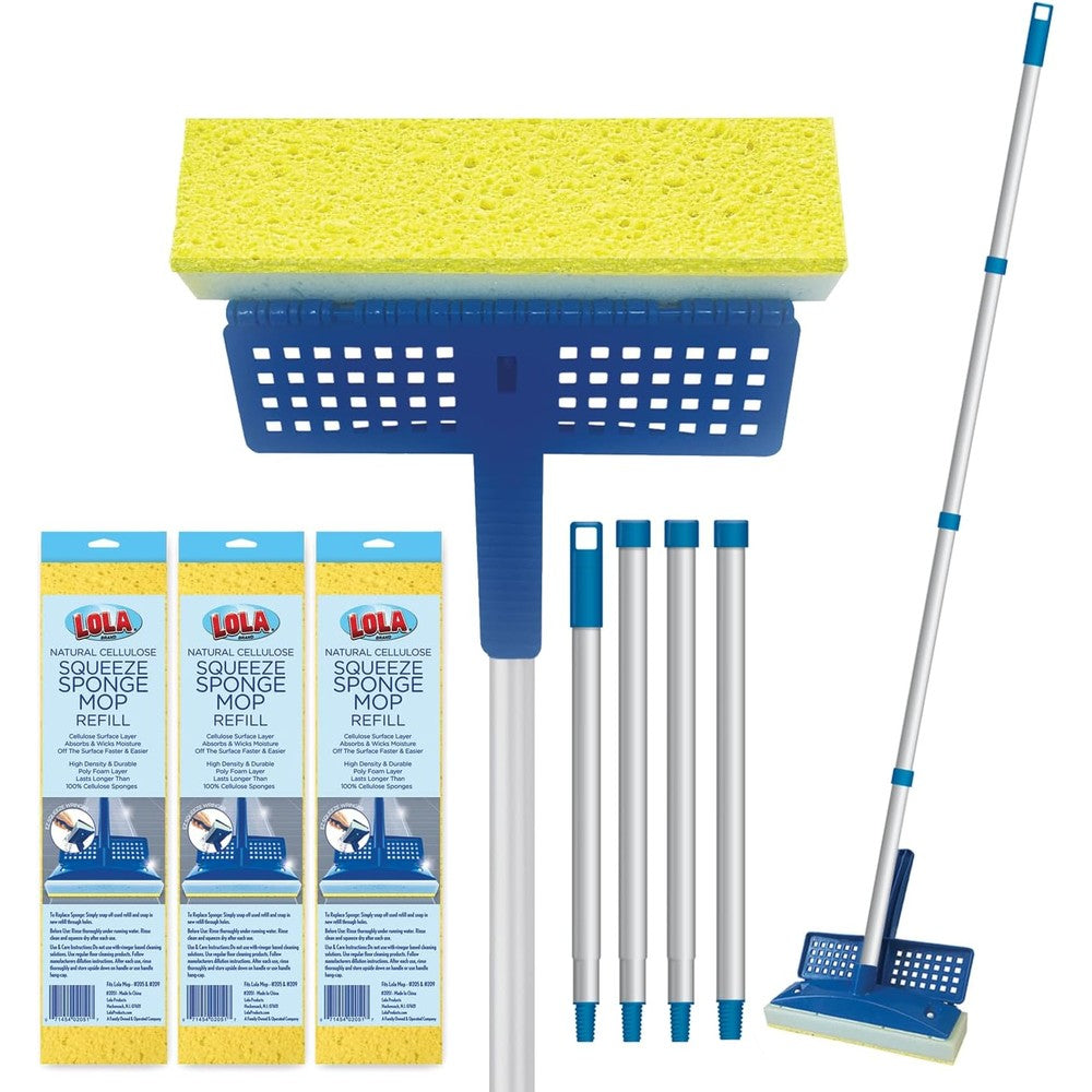 Lola Squeeze Sponge Mop with poly foam head front view