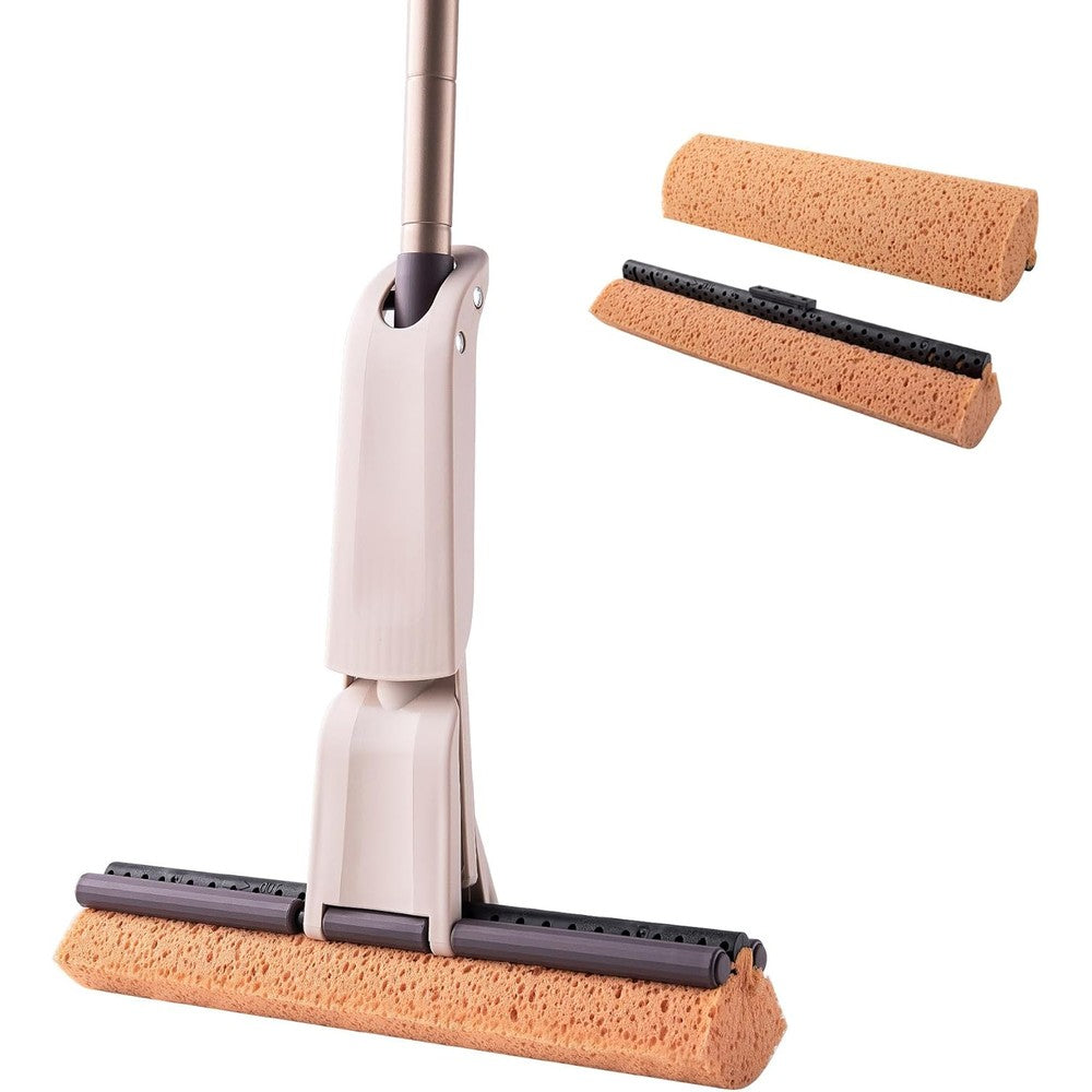 Eyliden self wringing PVA sponge mop front view showing honeycomb head for deep floor cleaning.