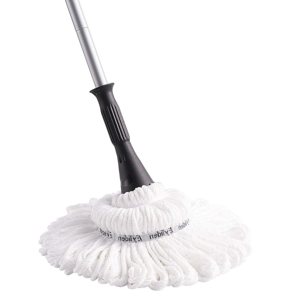 Eyliden hands free microfiber twist mop front view showing white self wringing head for household floor cleaning.