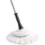 Eyliden hands free microfiber twist mop front view showing white self wringing head for household floor cleaning.