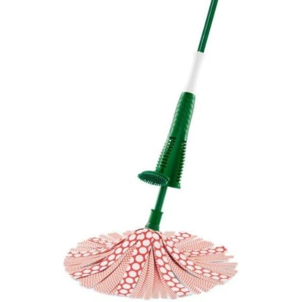 Libman Commercial 129801 Heavy Duty Wonder Mop front view showing green wringer cup and microfiber cleaning strips.