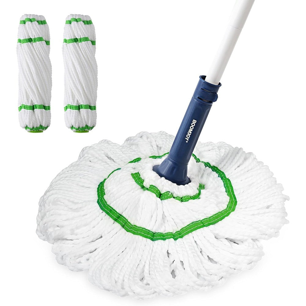 BOOMJOY self wringing twist mop front view with long handle for floor cleaning