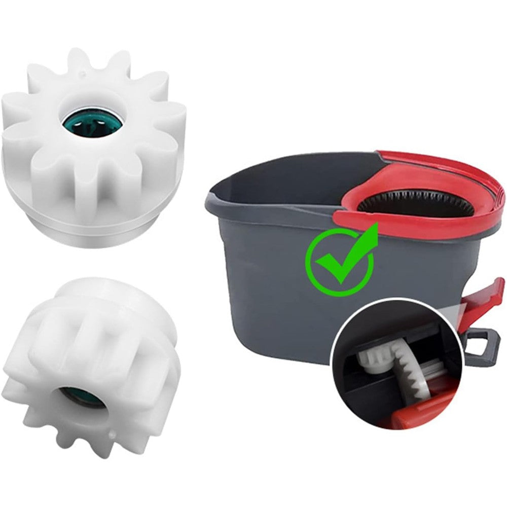O'Keeffe's easy mop pedal spin replacement gear front view showing white plastic teeth.