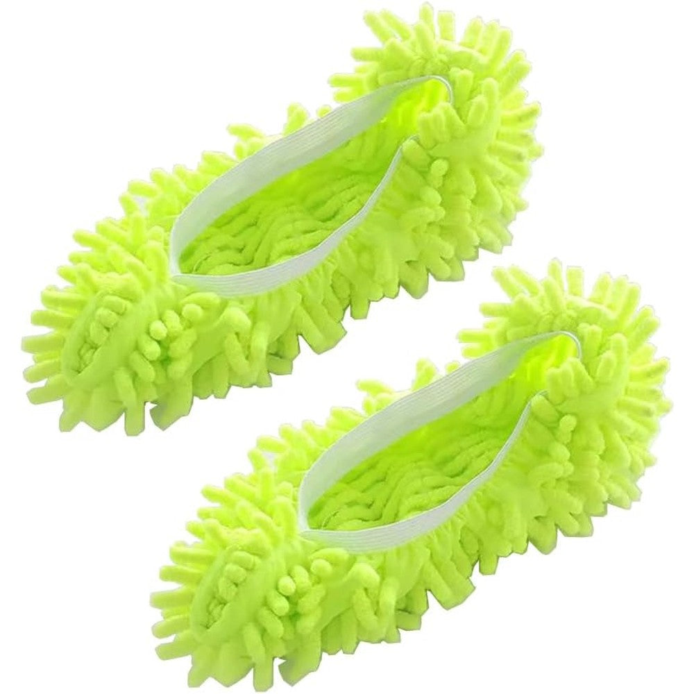 Generic mop slippers green floor cleaning shoes front view
