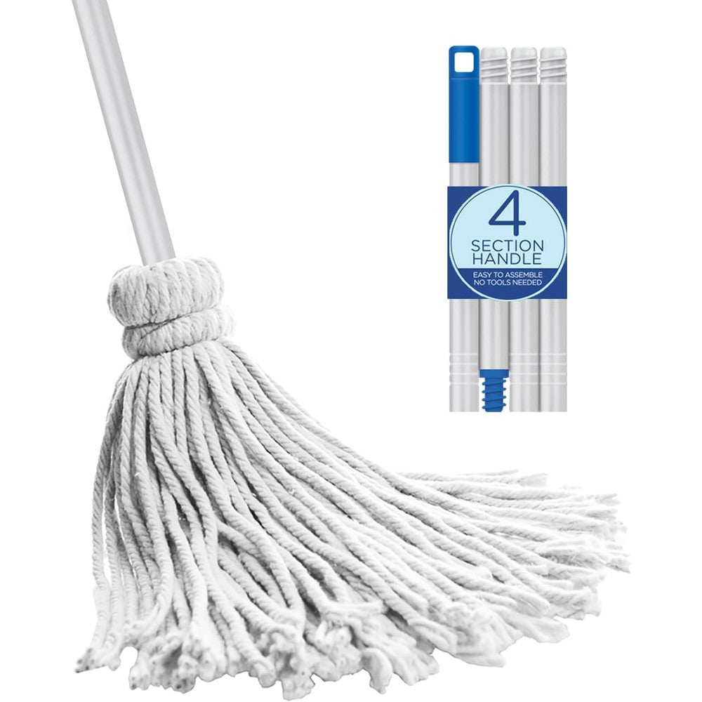 Lola cotton string wet mop with wire wound head front view for commercial floor cleaning